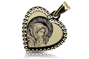 Yellow 14k gold Mary medallion icon pendant pm029y