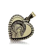 Pandantiv icoană cu medalion Maria din aur galben de 14k pm029y