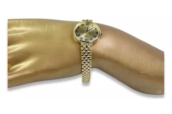 копие на великолепен дамски часовник Geneve Lw011y от 14k злато