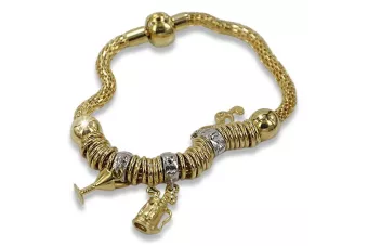 Italian yellow 14k gold charms bracelet cb110y