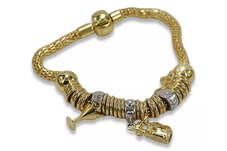 Bracelet à breloques italien en or jaune 14 carats cb110y