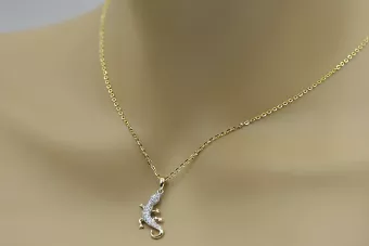 Złota zawieszka 14k jaszczurka 585 łańcuszek ankier cpc009y&cc003yw
