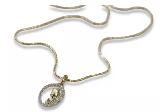Медальон и цепочка из 14-каратного золота Божией Матери pm011y&cc080y
