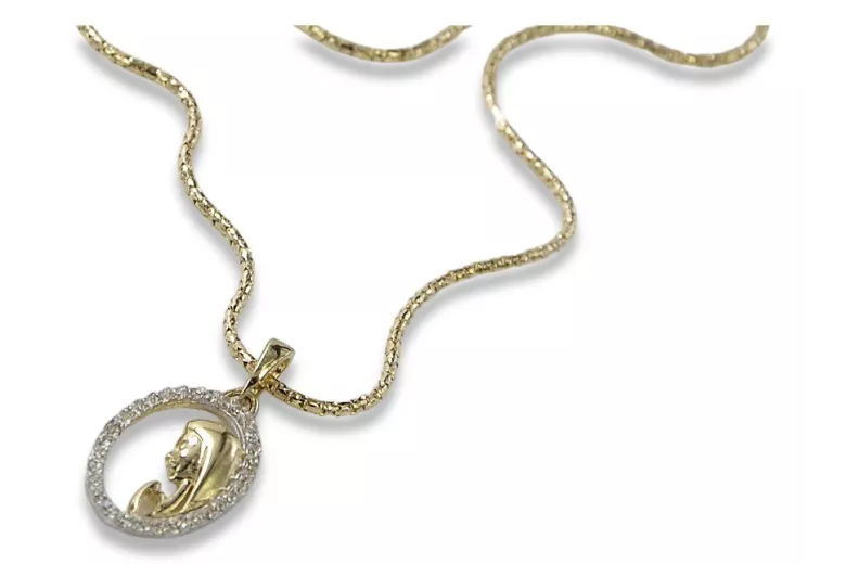 Медальон и цепочка из 14-каратного золота Божией Матери pm011y&cc080y