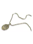 Medalion Maica Domnului din aur de 14k și lanț de șarpe pm005y&cc080y