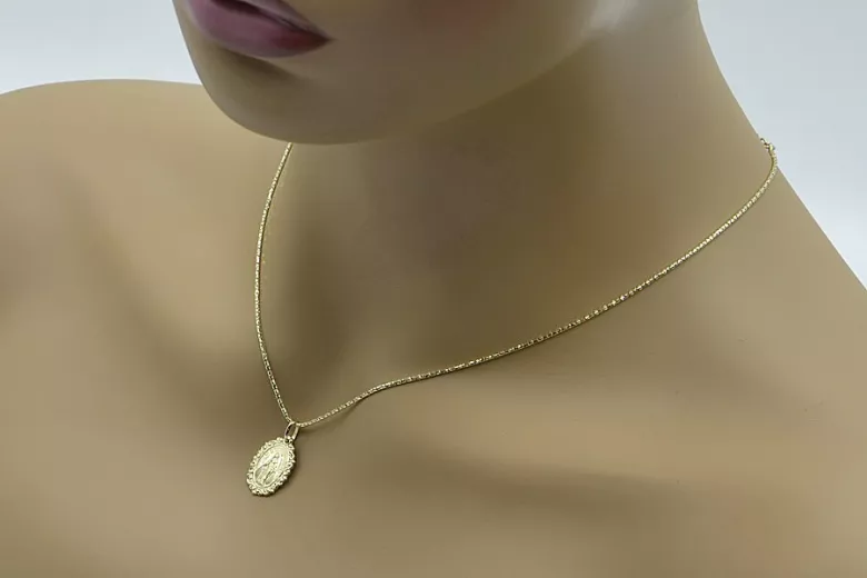 14k gold Mother of God medallion & Snake chain pm005y&cc080y