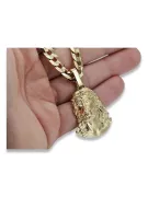 Jezus-Anhänger aus 14-karätigem Gelbgold mit eleganter Kette pj004y28&cc099y55