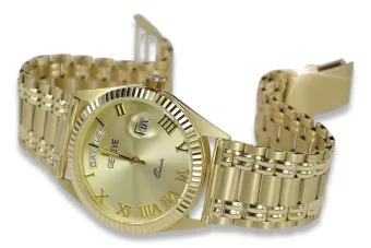 Gold men's watch Geneve ★ zlotychlopak.pl ★ Gold purity 585 333 Low Price!
