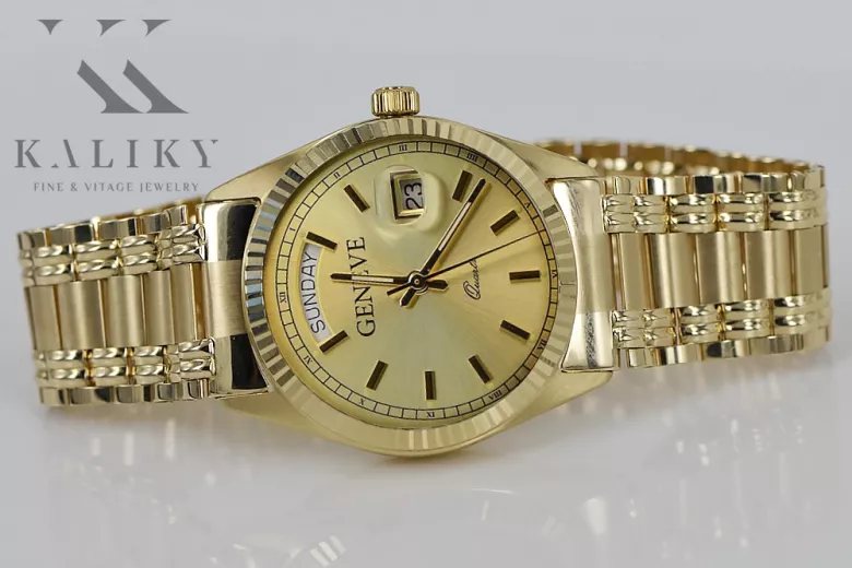 Puikus auksinis moters laikrodis 14k 585 Geneve mw013ydy&mbw006yo-f