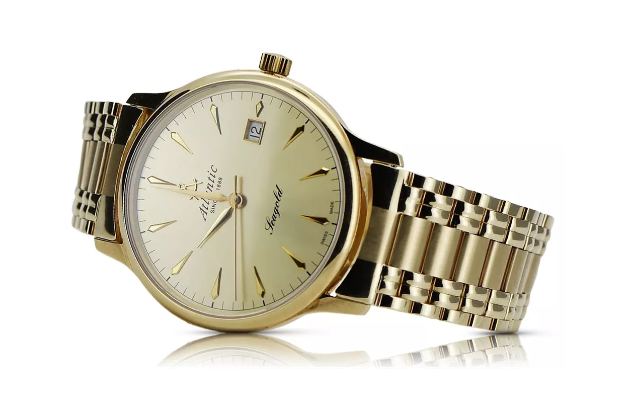 Gold men's watch Geneve ★ zlotychlopak.pl ★ Gold purity 585 333 Low Price!