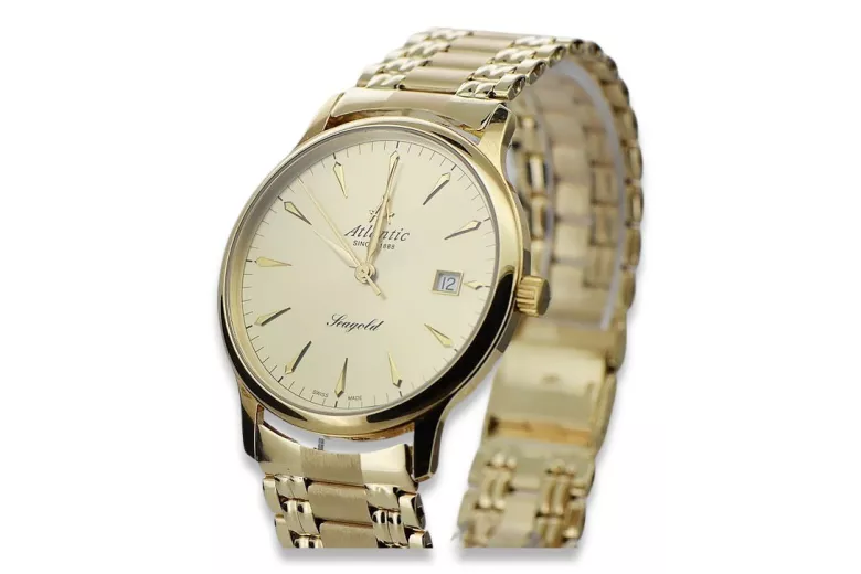 Gold men's watch Geneve ★ zlotychlopak.pl ★ Gold purity 585 333 Low Price!