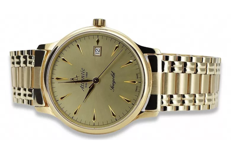 Gold men's watch Geneve ★ zlotychlopak.pl ★ Gold purity 585 333 Low Price!