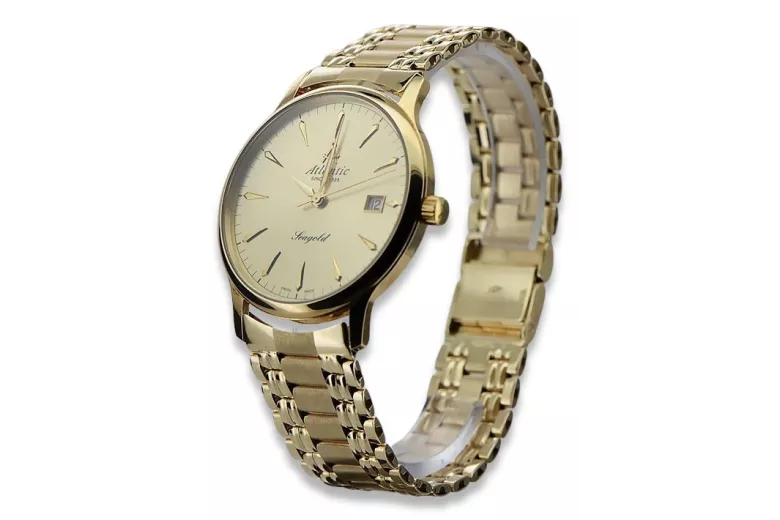 Gold men's watch Geneve ★ zlotychlopak.pl ★ Gold purity 585 333 Low Price!