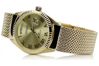 Galben 14k 585 de aur pentru bărbaţi ceas unisex Geneve mw013ydg&mbw014yo