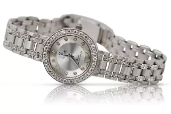 Бял 14k злато красива дама часовник lw051w