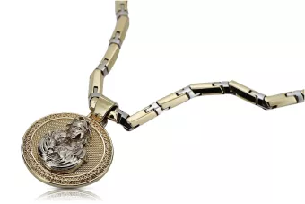 Gold přívěsek medaile 14k božia matka božský s řetězem pm027YW30 & cc047yw