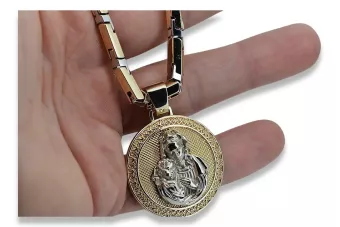 Gold Prívesok Medail 14k Bozia Matka Božie s reťazca PM027YW30 & CC047YW