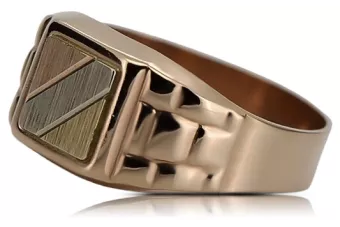 Anillo de sello para hombre en oro 585 de 14 quilates en oro rojo rosa csn001r