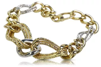 Yellow & white Italian 14k gold heart bracelet cfb028yw