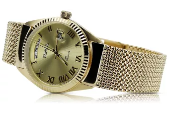 Χρυσό γυναικείο ρολόι unisex με μπρασελέ 14k 585 Geneve mw013ydg&mbw014yo-f