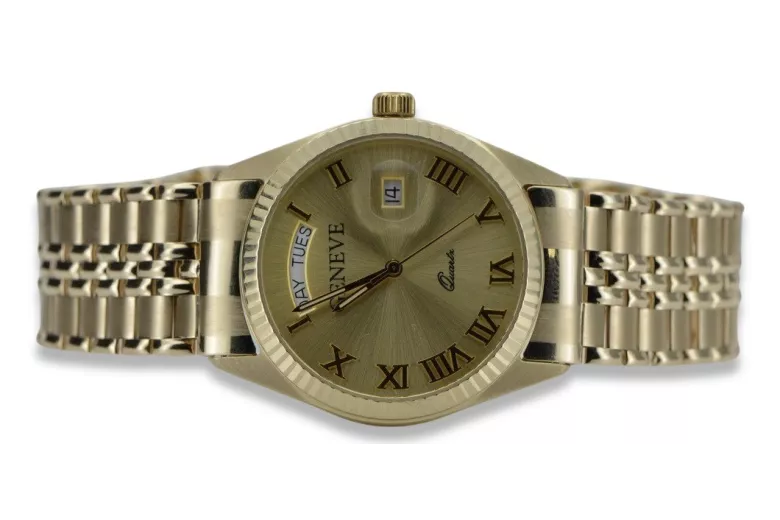Złoty zegarek męski 14k 585 Geneve mw013ydg&mbw019yo