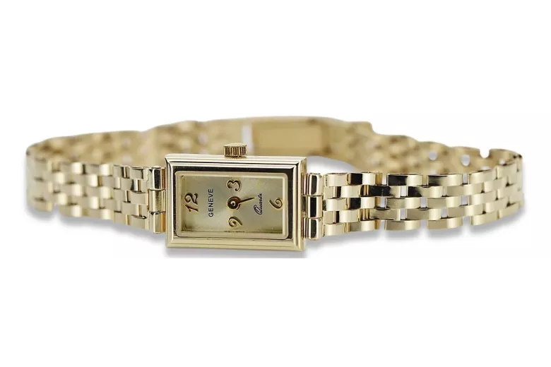 Prześliczny 14k damski złoty zegarek Geneve lw018y