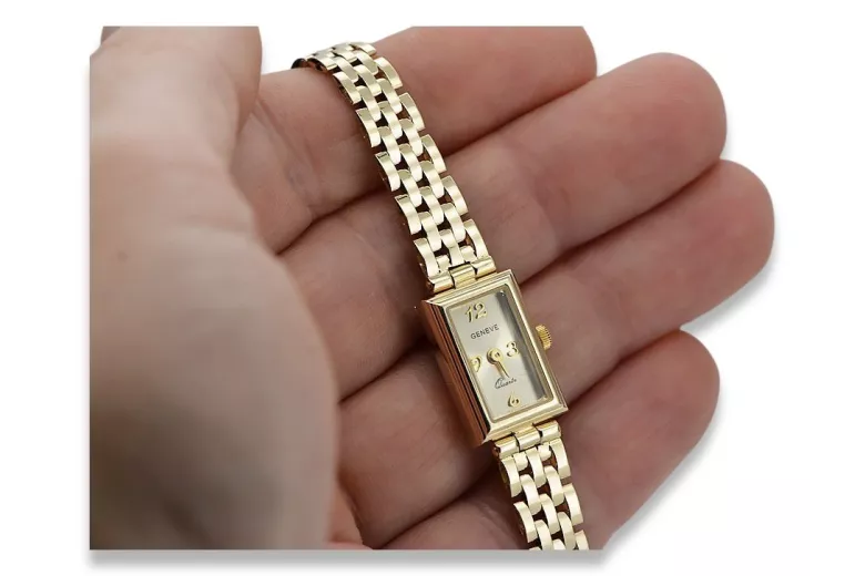 Prześliczny 14k damski złoty zegarek Geneve lw018y