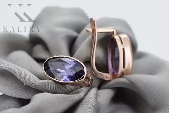 Серьги с александритом из розового золота 14 карат 585 пробы vec001 Vintage