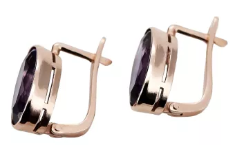 Pendientes de alejandrita de oro rosa rosa 14k 585 vec001 Vintage