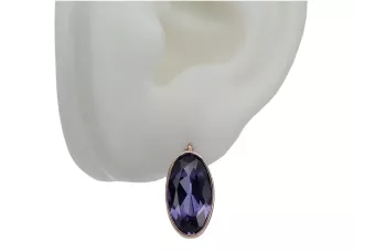 Розови розови златни обеци с александрит 14k 585 vec001 Vintage