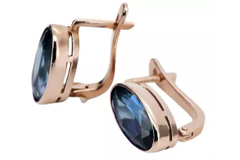 Pendientes de aguamarina de oro rosa rosa 14k 585 vec001 Vintage