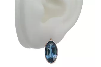 Pendientes de aguamarina de oro rosa rosa 14k 585 vec001 Vintage