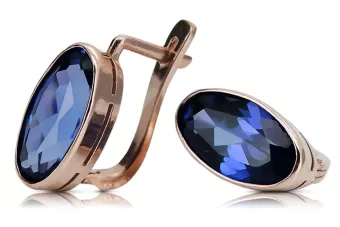 Серьги с розовым сапфиром из золота 14 карат 585 пробы vec001 Vintage