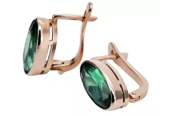 Серьги из розового золота 14 карат 585 с изумрудами vec001 Vintage