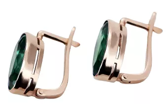 Rosa rosa 14k 585 pendientes de esmeralda de oro vec001 Vintage