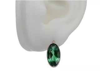 Серьги из розового золота 14 карат 585 с изумрудами vec001 Vintage