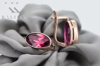 Серьги из розового золота 14 карат с рубинами vec001 Vintage