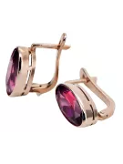 Rose pink 14k 585 gold ruby earrings vec001 Vintage Russian Soviet style
