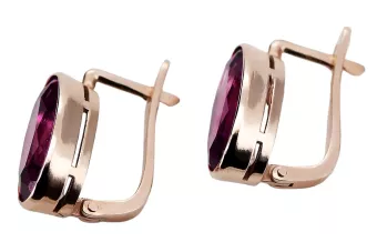 Pendientes de rubí de oro rosa rosa 14k 585 vec001 Vintage