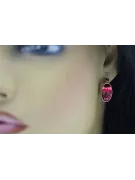 Rose pink 14k 585 gold ruby earrings vec001 Vintage Russian Soviet style