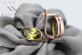 Pendientes de peridoto de oro rosa rosa 14k 585 vec001 Vintage