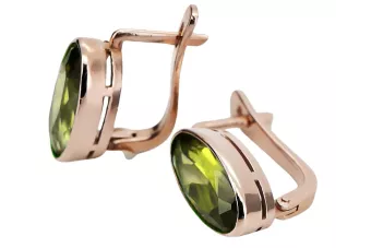 Pendientes de peridoto de oro rosa rosa 14k 585 vec001 Vintage
