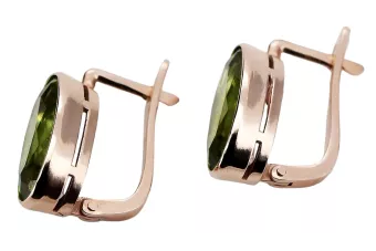 Pendientes de peridoto de oro rosa rosa 14k 585 vec001 Vintage