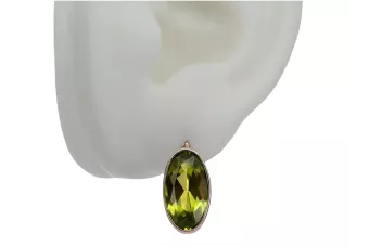 Pendientes de peridoto de oro rosa rosa 14k 585 vec001 Vintage