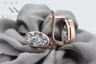 Pendientes de circonita de oro rosa rosa 14k 585 vec001 Vintage