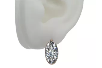 Rose pink 14k 585 gold zircon earrings vec001 Vintage Russian Soviet style