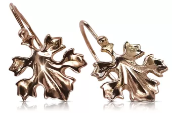 Серьги-листочки из розового золота 14к 585 СССР Винтаж ven047