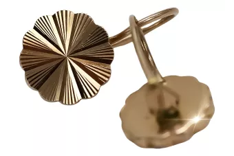 Руска роза розова съветска 14k 585 злато СССР реколта цвете обеци ven048