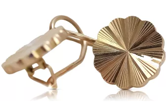 Rose pink 14k 585 gold  Vintage flower earrings ven048