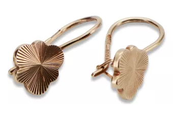 Розово розово 14k 585 злато Винтидж обеци с листа ven165